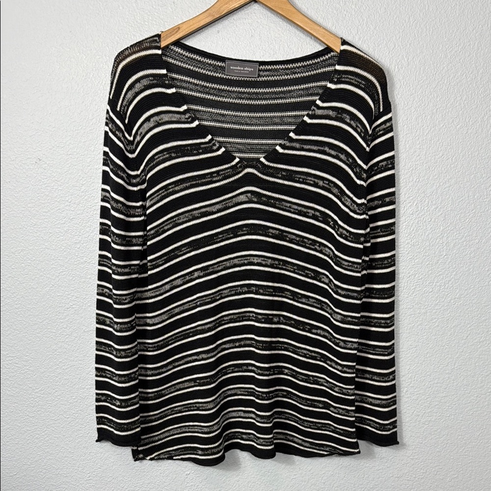 Wooden Ships Striped V-Neck Sweater